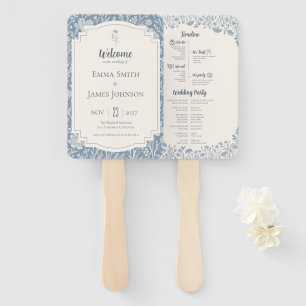 Ivory Periwinkle Wildflower Wedding Program Hand Fan