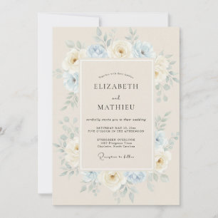 Ivory Petal Wreath Wedding Invitation