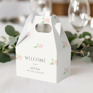 Ivory   Petit Blush Pink Floral Welcome Favour Box