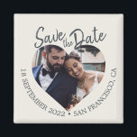 Ivory Photo Modern Script Save the Date Magnet<br><div class="desc">Ivory photo modern script save the date magnet featuring a heart-shaped photo window, soft ivory background, and hand-lettered script headline. This design puts your engagement photo front and center while clearly presenting the wedding date and location in a refined, neutral palette that suits a wide range of wedding styles. Ideal...</div>