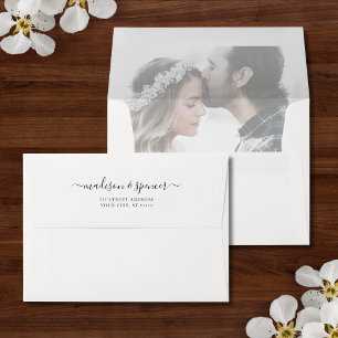 Ivory Photo Wedding Faux Vellum Overlay 5x7 Envelope