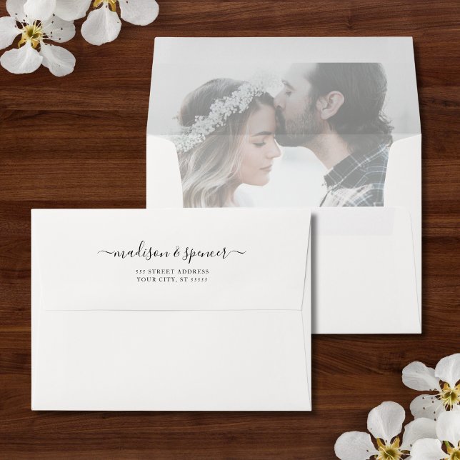 Ivory Photo Wedding Faux Vellum Overlay 5x7 Envelope (Wedding Photo Envelope)