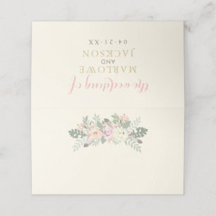 Ivory Pink and Gold Floral Boho Wedding Monogram Place Card