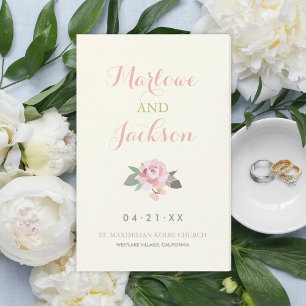 Ivory Pink and Gold Floral Boho Wedding Programs