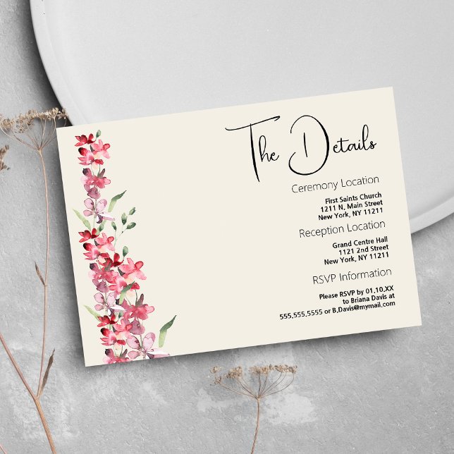 Ivory pink burgundy mint green floral Details Card (Ivory pink burgundy mint green floral Details Card)