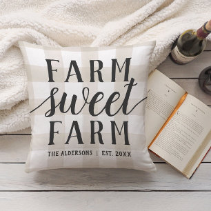 Ivory Plaid Personalized Farm Sweet Farm Cushion