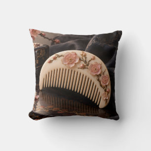 Ivory Plum Blossom Comb Lacquer Still Life Cushion