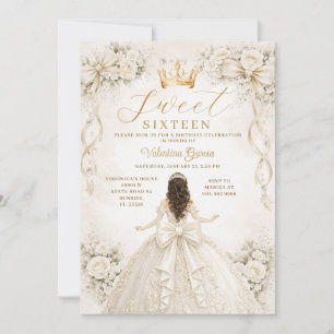 Ivory Princess Ball Gown Sweet Sixteen Birthday Invitation