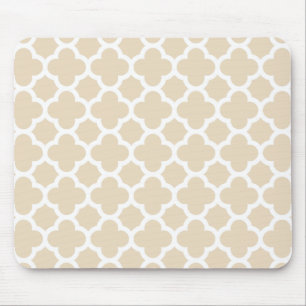 Ivory Quatrefoil Trellis Pattern Mouse Pad