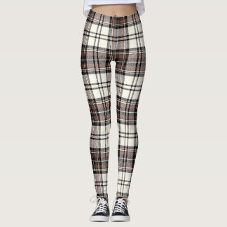 Ivory, Quincy, Black Colours Tartan; Plaid Pattern Leggings