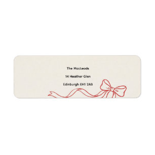 Ivory Red Ribbon Bow Return Address Labels