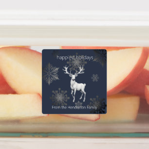 Ivory Reindeer Christmas Blue Personalised