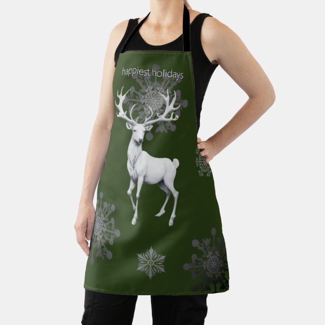 Ivory Reindeer Christmas | Green Apron (Insitu)
