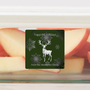 Ivory Reindeer Christmas   Green Personalized