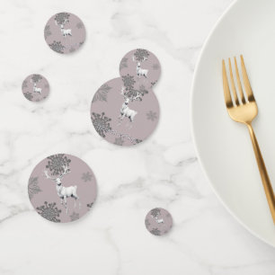 Ivory Reindeer Christmas Pink Confetti