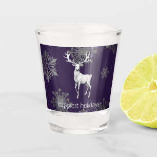 Ivory Reindeer Christmas Purple Shot Glass