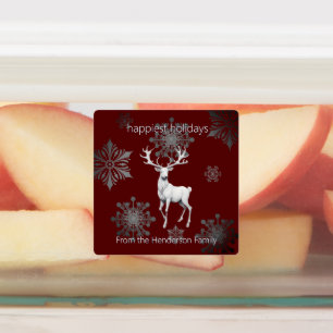 Ivory Reindeer Christmas   Red Personalised