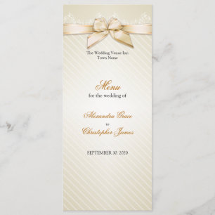 Ivory Ribbon Gold Stripes Wedding Menu