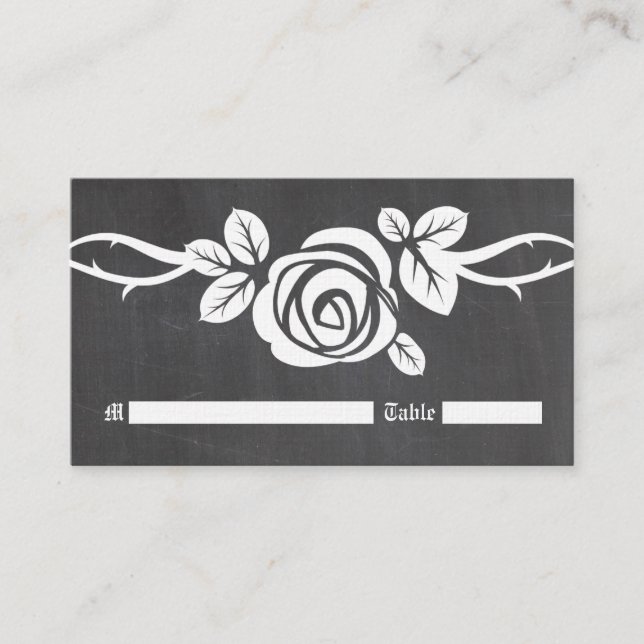 Ivory Rose Chalkboard Place Card (Front)