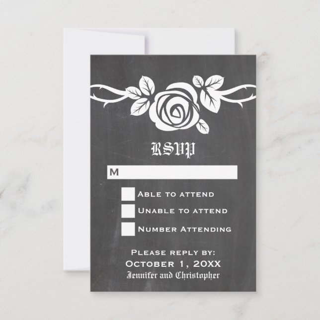 Ivory Rose Chalkboard Response Card (Front)