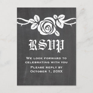 Ivory Rose Chalkboard RSVP Postcard