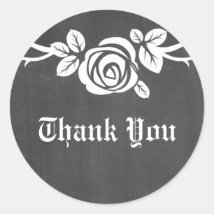 Ivory Rose Chalkboard Thank You Stickers