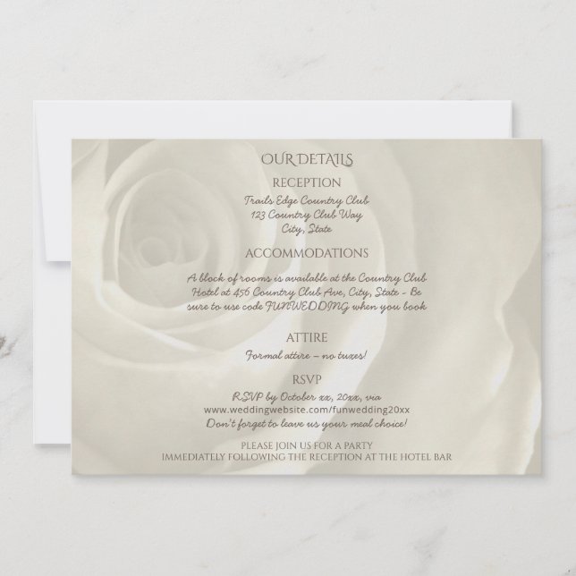 Ivory rose floral wedding details (Front)