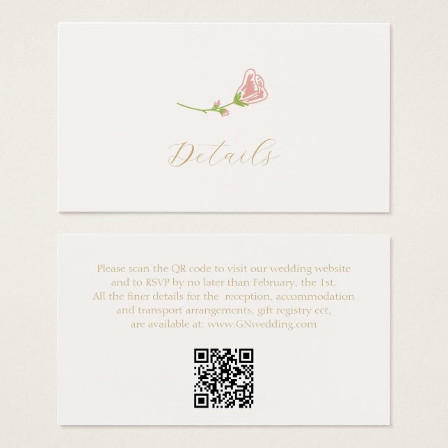 Ivory Rose Gift Registry Wedding Enclosure Card (Front & Back)