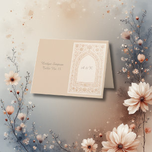 Ivory Rose Gold Arabic arch Wedding guest card