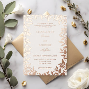 Ivory rose gold botanical leaves luxury wedding