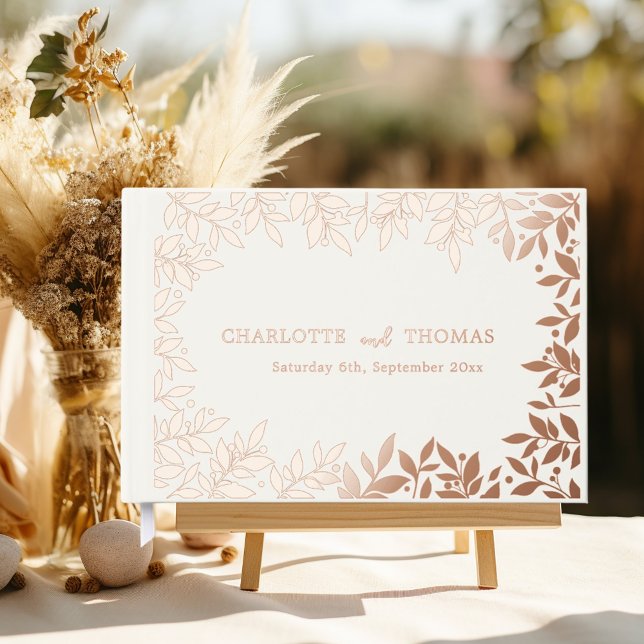 Ivory rose gold botanical wedding  guest book (Creator Uploaded)
