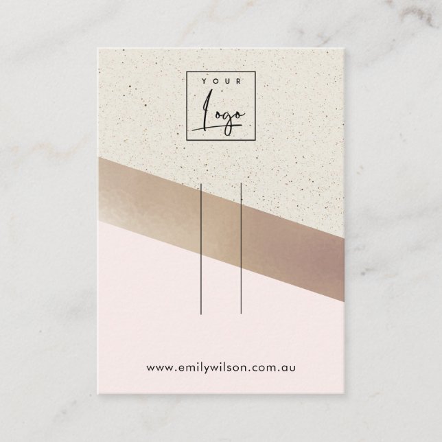 Ivory Rose Gold Foil Pink Cement Hair Clip Display Business Card (Front)
