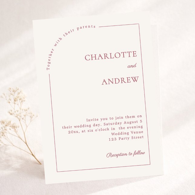 Ivory rose gold modern minimalist wedding invitation (Creator Uploaded)