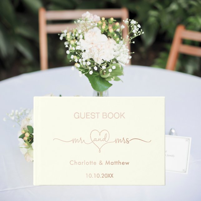 Ivory rose gold mr mrs wedding  guest book (Creator Uploaded)