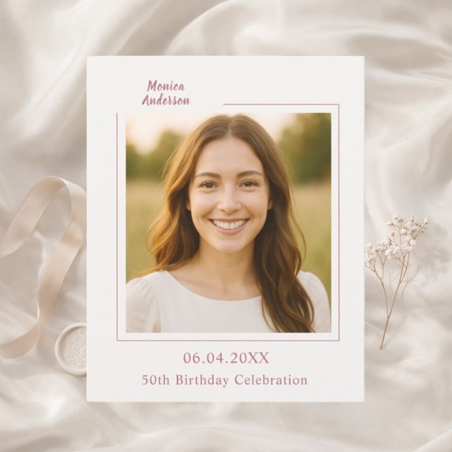 Ivory rose gold photo birthday invitation (Creator Uploaded)