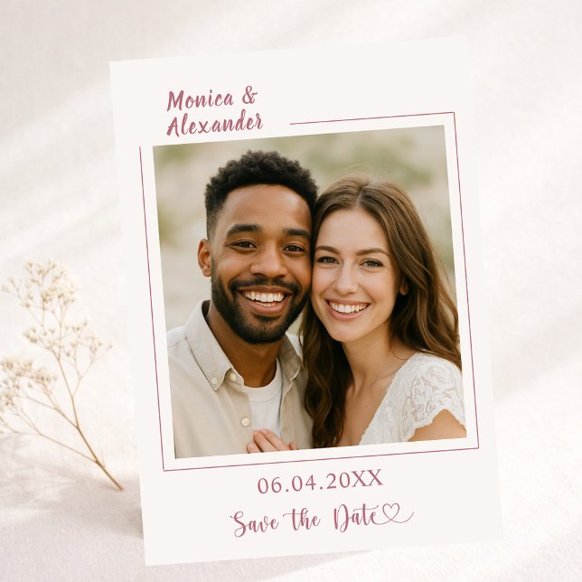 Ivory rose gold photo wedding Save the Date Flyer (Creator Uploaded)