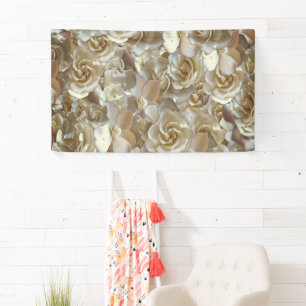 Ivory Rose Pattern – Elegant Floral Art Banner