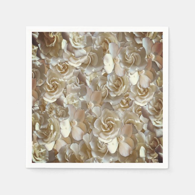 Ivory Rose Pattern – Elegant Floral Art Napkin (Front)