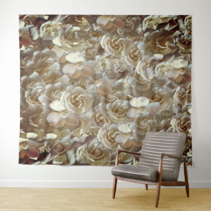 Ivory Rose Pattern – Elegant Floral Art Tapestry