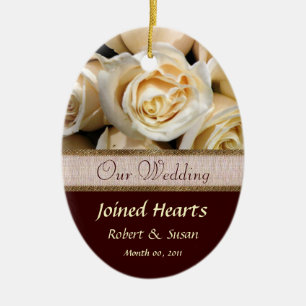 Ivory Rose Wedding Favour Keepsake Ceramic Tree Decoration