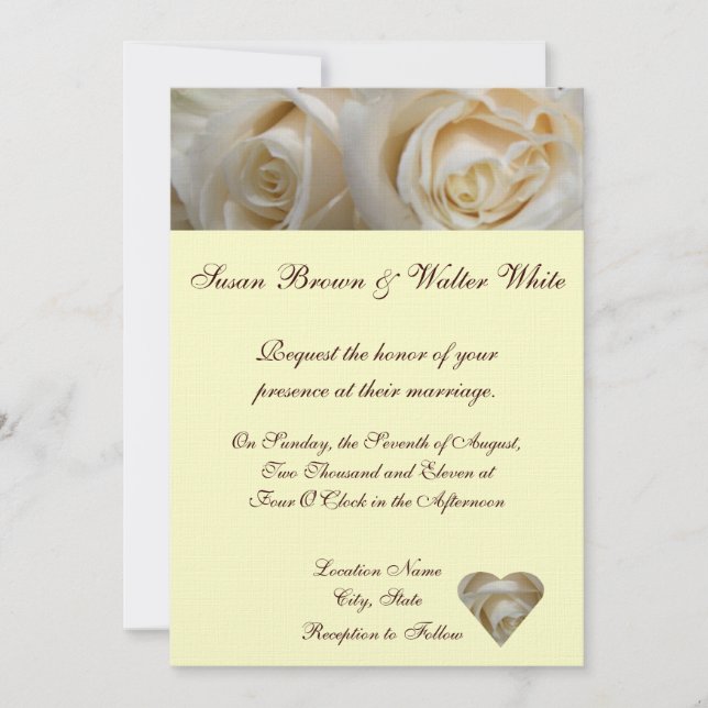 Ivory Rose Wedding Invitation (Front)