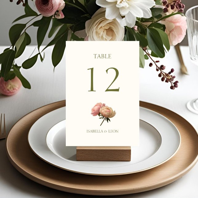 Ivory | Rose Wedding Table Number Card (Creator Uploaded)