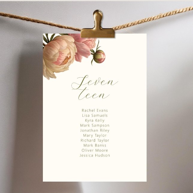 Ivory | Rose Wedding Table Number Seating Card (Creator Uploaded)
