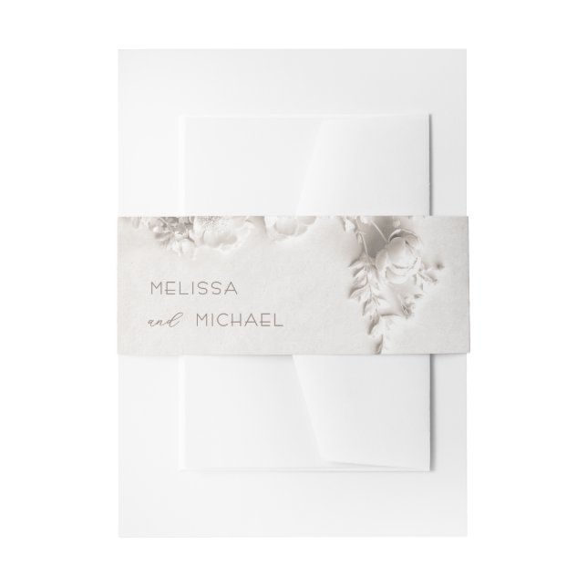 Ivory Roses 3D Flowers |  Wedding Invitation Belly Band (Front Example)
