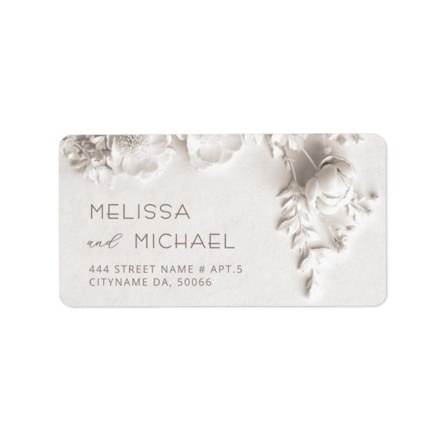 Ivory Roses 3D Flowers |  Wedding Label (Front)