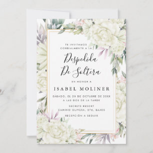 Ivory Roses Floral Gold Spanish Bridal Shower Invitation