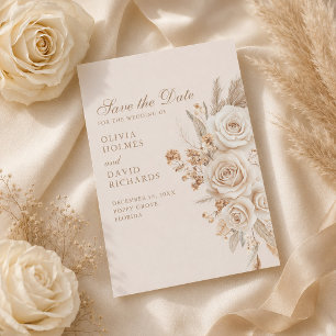 Ivory Roses Neutral Save the Date