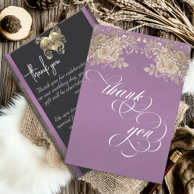Ivory Roses Thank You Card - Lavender (Creator Uploaded)