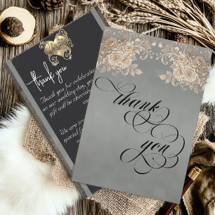 Ivory Roses Thank You Card - Sage