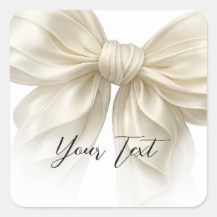 Ivory Ruffle Bow Tying The Knot Bridal Shower  Square Sticker